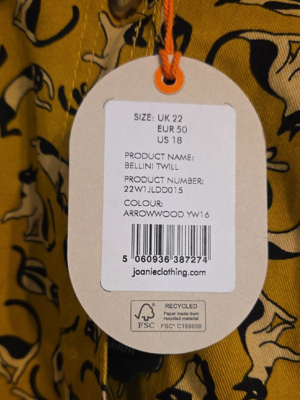 Dawn O'Porter X Joanie Mustard Yellow Cat Print Shift Dress - Picture 4 of 7
